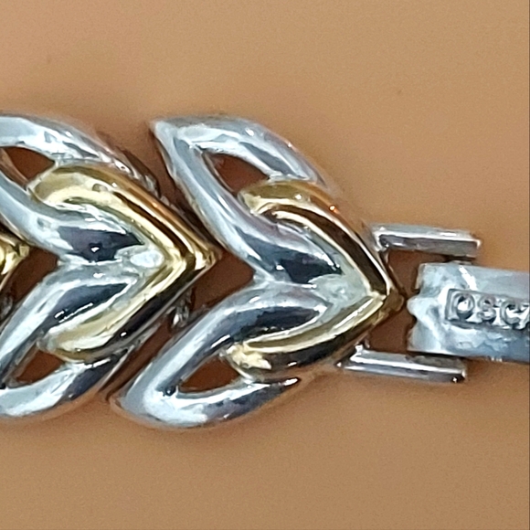 OSCAR Bracelet,  Oscar Two Tone Leaf  Bracelet - Picture 4 of 6